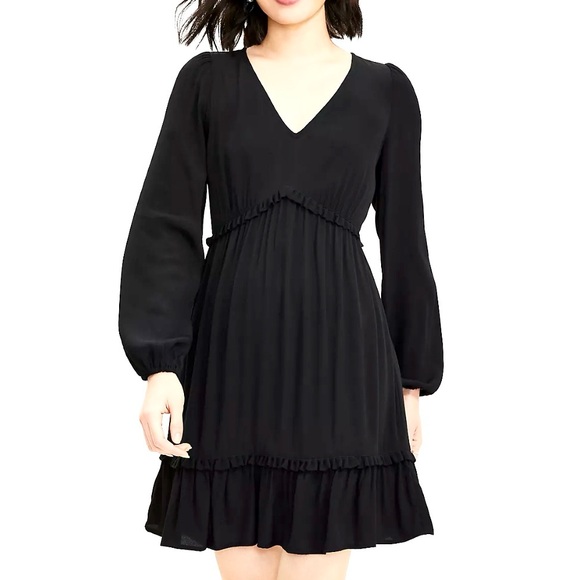NWT black rayon LOFT v-neck dress 14 - Picture 1 of 11